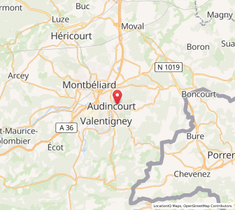 Map of Audincourt, Bourgogne-Franche-Comté