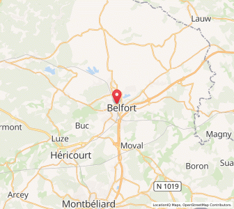 Map of Belfort, Bourgogne-Franche-Comté