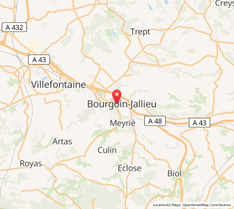 Map of Bourgoin-Jallieu, Auvergne-Rhône-Alpes