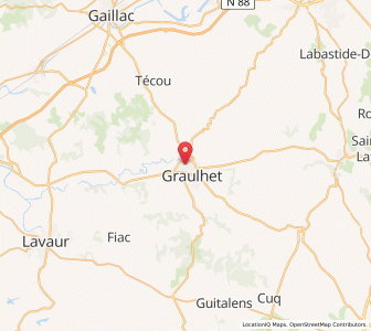 Map of Graulhet, Occitanie