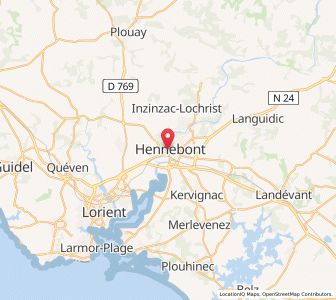 Map of Hennebont, Brittany
