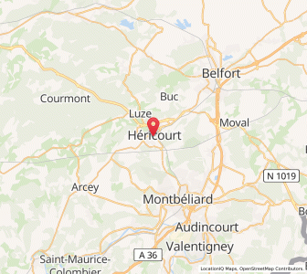 Map of Héricourt, Bourgogne-Franche-Comté