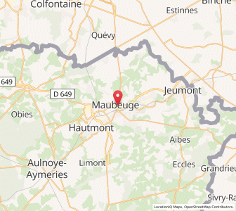 Map of Maubeuge, Hauts-de-France