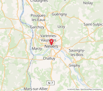 Map of Nevers, Bourgogne-Franche-Comté