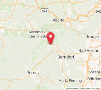 Map of Weissenbach an der Triesting, Lower Austria