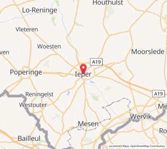 Map of Ypres, Flanders