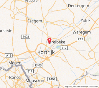Map of Kuurne, Flanders