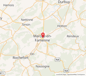 Map of Marche-en-Famenne, Wallonia