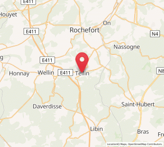 Map of Tellin, Wallonia