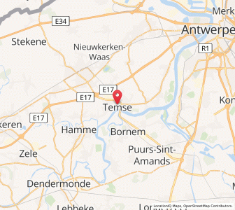 Map of Temse, Flanders