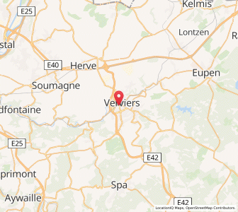 Map of Verviers, Wallonia