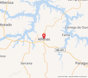Map of Alfenas, Minas Gerais