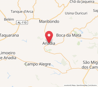 Map of Anadia, Alagoas