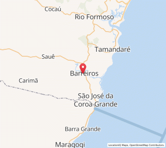 Map of Barreiros, Pernambuco