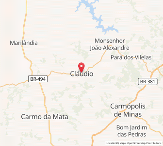 Map of Cláudio, Minas Gerais