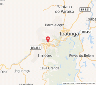 Map of Coronel Fabriciano, Minas Gerais