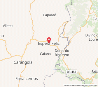 Map of Espera Feliz, Minas Gerais