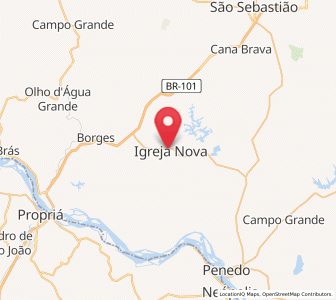 Map of Igreja Nova, Alagoas