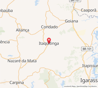 Map of Itaquitinga, Pernambuco