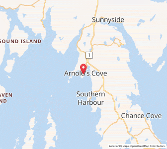 Map of Arnold's Cove, Newfoundland & LabradorNewfoundland and Labrador
