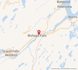 Map of Bishop's Falls, Newfoundland & LabradorNewfoundland and Labrador