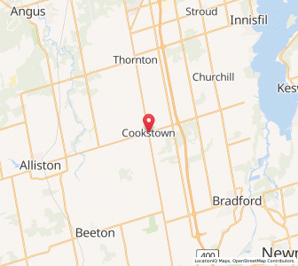 Map of Cookstown, OntarioOntario