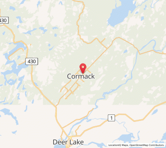 Map of Cormack, Newfoundland & LabradorNewfoundland and Labrador