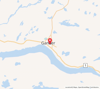 Map of Gander, Newfoundland & LabradorNewfoundland and Labrador