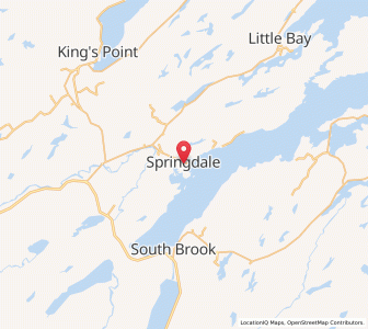 Map of Springdale, Newfoundland & LabradorNewfoundland and Labrador