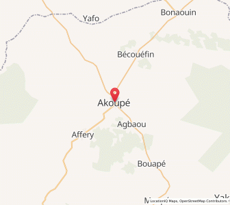 Map of Akoupé, Lagunes