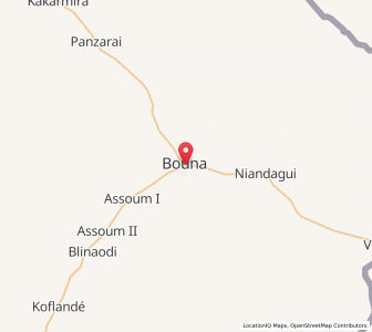 Map of Bouna, Zanzan