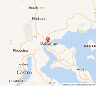 Map of Dalcahue, Los Lagos Region