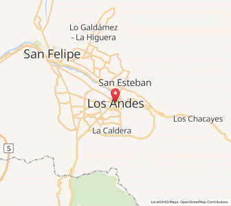 Map of Los Andes, Valparaíso