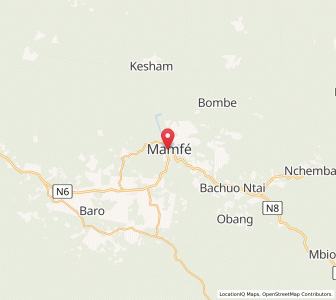 Map of Mamfe, South-West