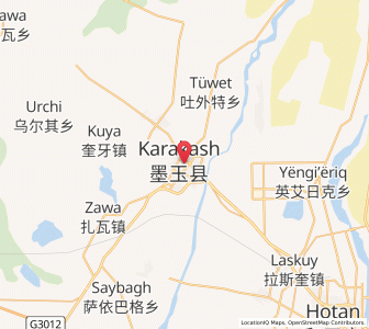Map of Qaraqash, Xinjiang