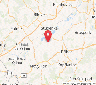 Map of Bartošovice, Moravskoslezský