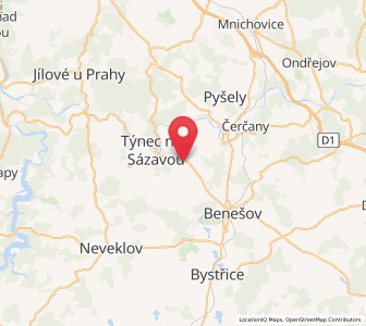 Map of Bukovany, Central Bohemia