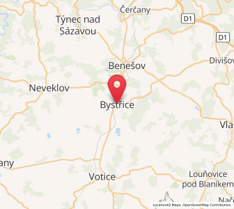 Map of Bystřice, Central Bohemia