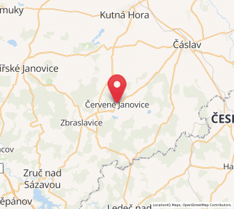 Map of Červené Janovice, Central Bohemia