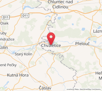 Map of Chvaletice, Pardubický