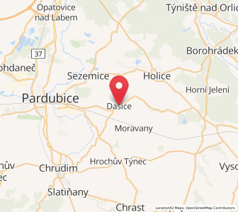 Map of Dašice, Pardubický
