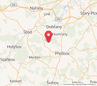 Map of Dněsice, Plzeň Region