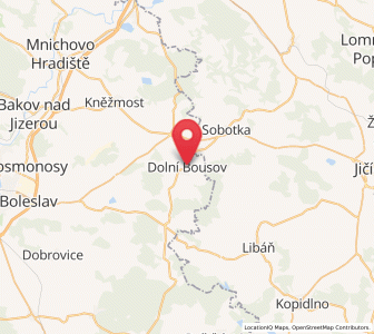 Map of Dolní Bousov, Central Bohemia