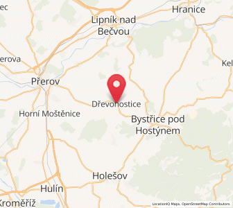 Map of Dřevohostice, Olomoucký