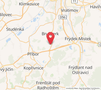 Map of Fryčovice, Moravskoslezský