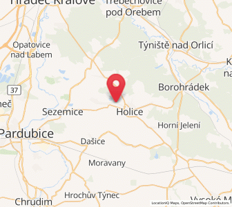Map of Horní Ředice, Pardubický