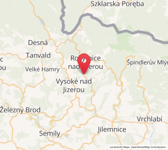 Map of Jablonec nad Jizerou, Liberecký kraj