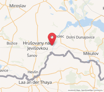 Map of Jevišovka, South Moravian