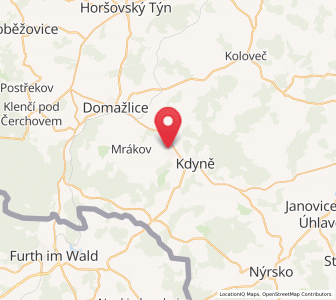 Map of Kout na Šumavě, Plzeň Region