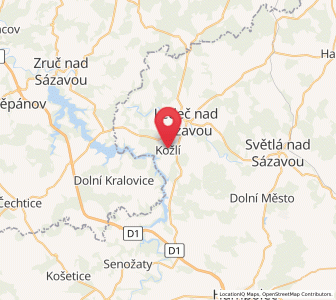 Map of Kožlí, Vysočina